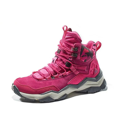 RAX TerraShield women's hiking boot in pink, showcasing durable suede and synthetic material with a non-slip rubber sole.